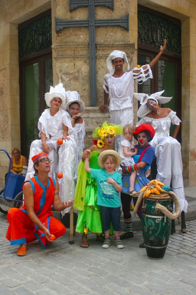 long legged stilt walkers in Havana, Cuba