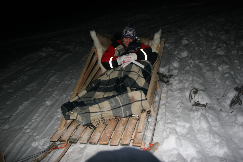 Nightime reindeer safari, Lapland