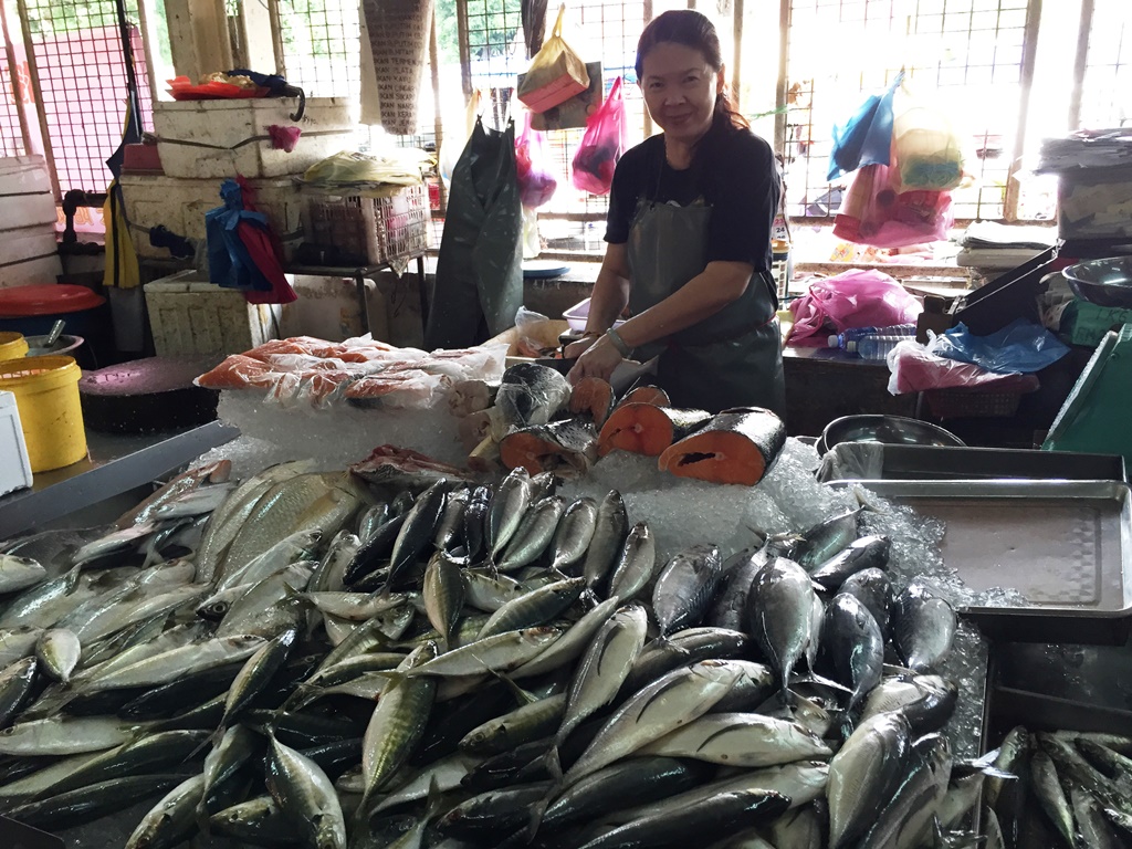 Pulau Tikus market fish counter