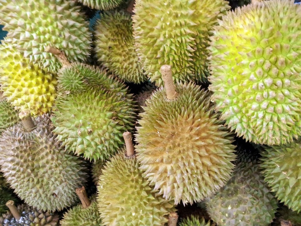 Trying the infamous Durian fruit, Malaysia