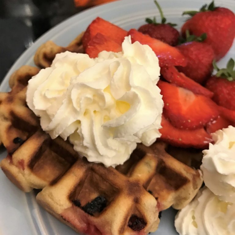 Wimbledon inspired waffles - Strawberry and Cream Waffles - copyright: www.globalmousetravels.com