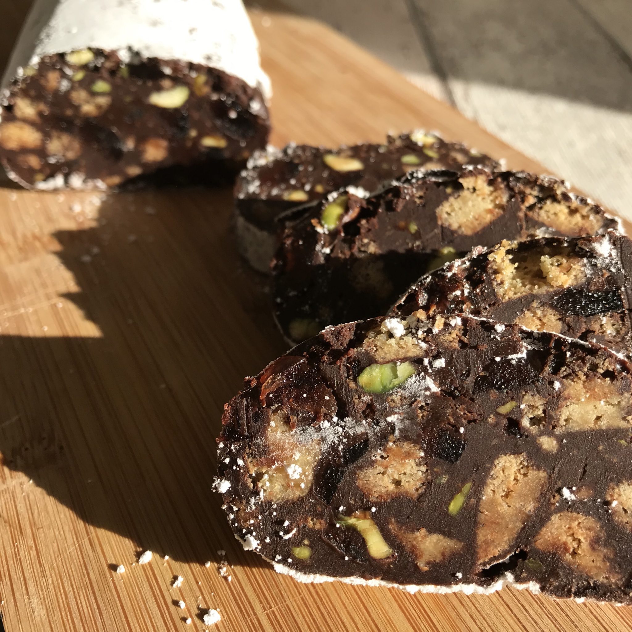 A taste of our travels - vegan chocolate salami