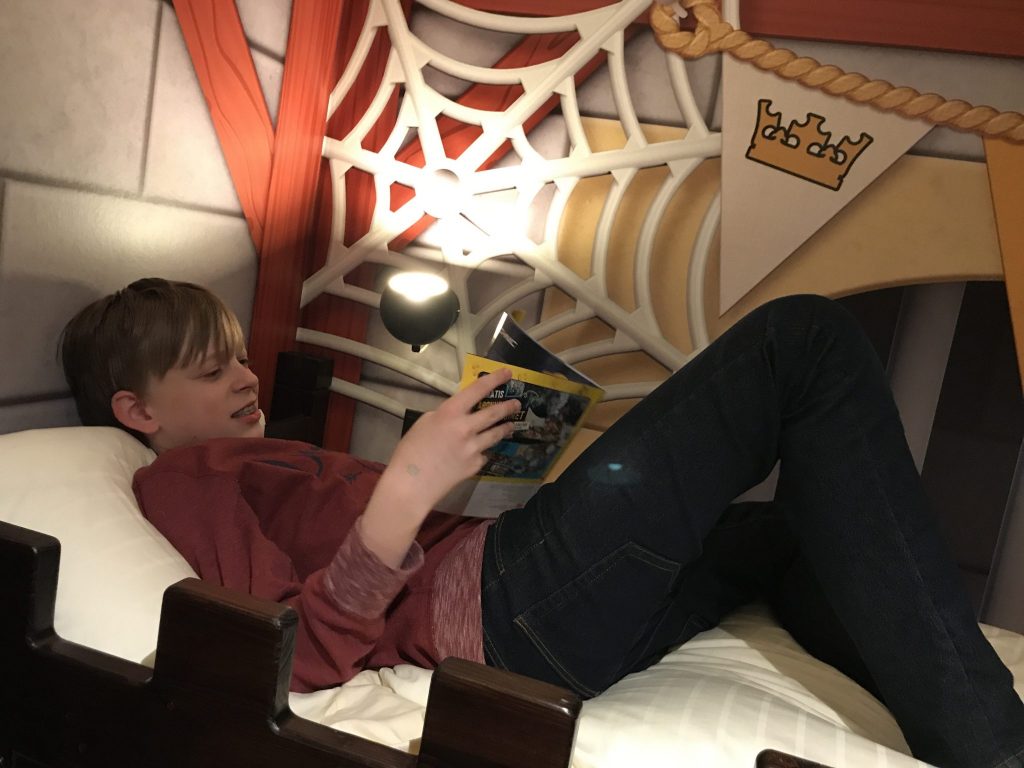 Part of the bedroom at the LEGOLAND Castle Hotel in Billund, Denmark