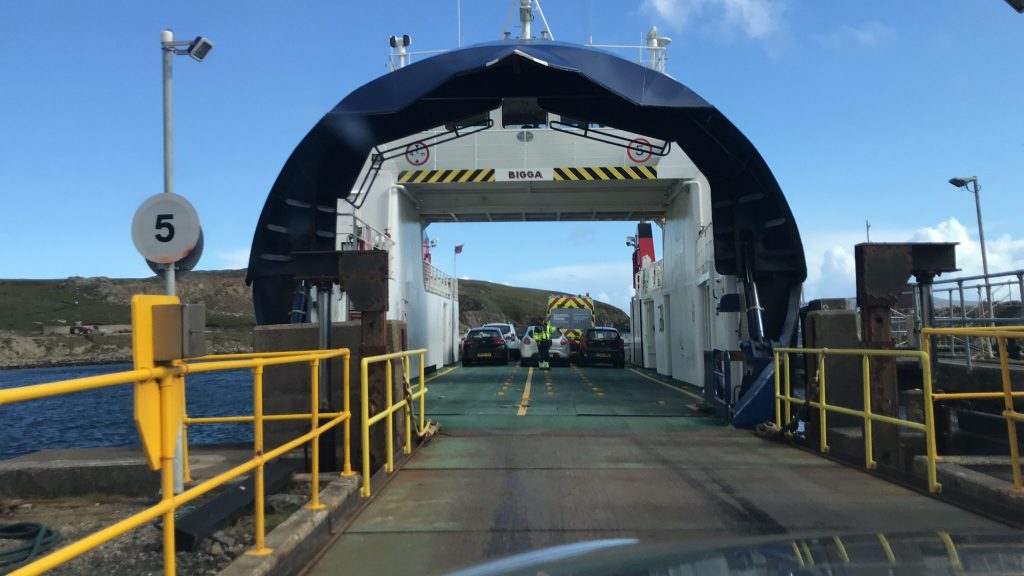 Ferry journeys between islands on Shetland