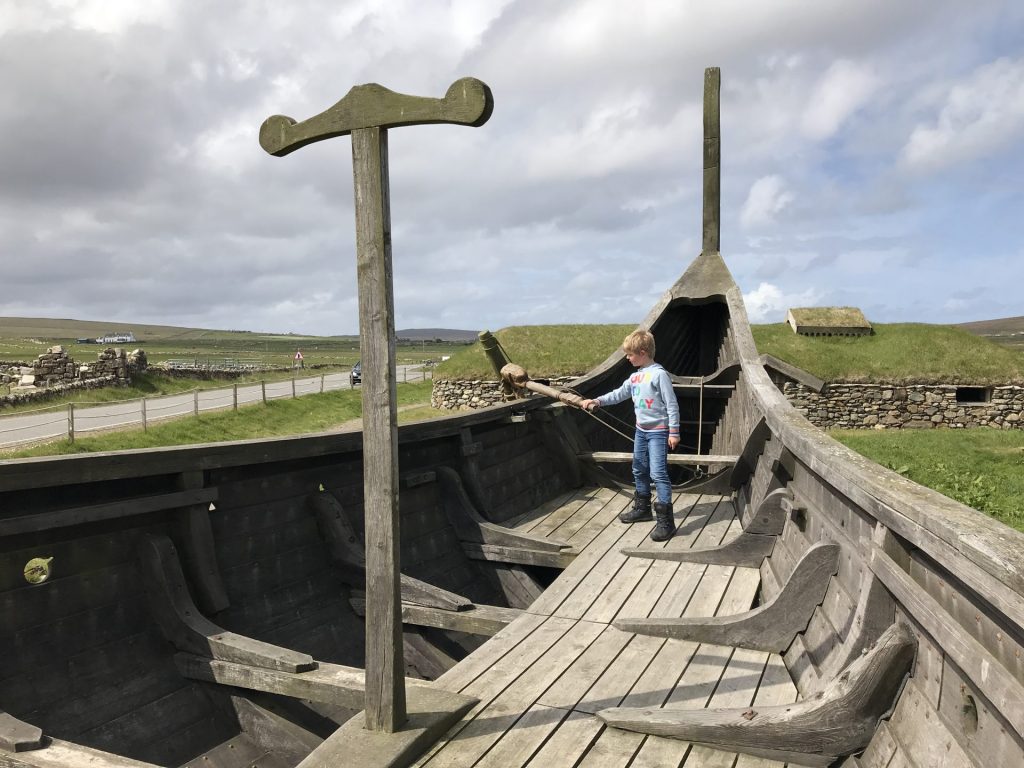 Viking replica boat at Haroldswick, Unst, Shetland