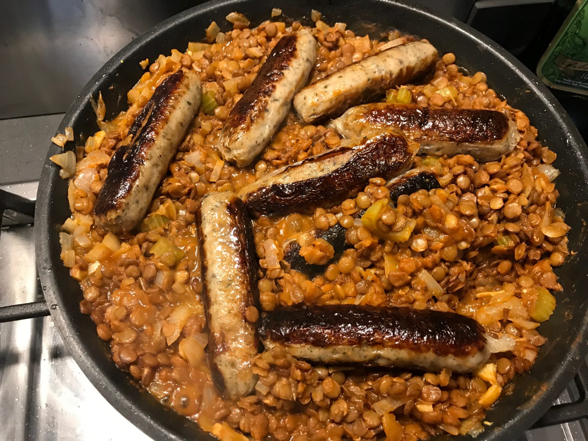 Toulouse sausage and lentil stew