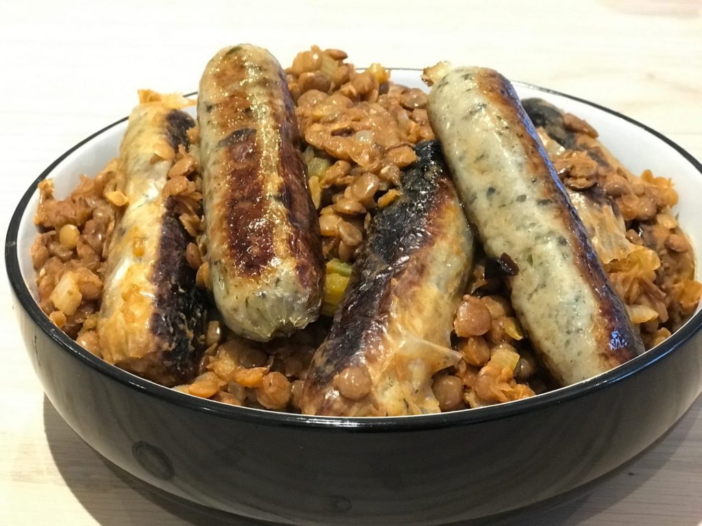 Toulouse sausage and lentil stew