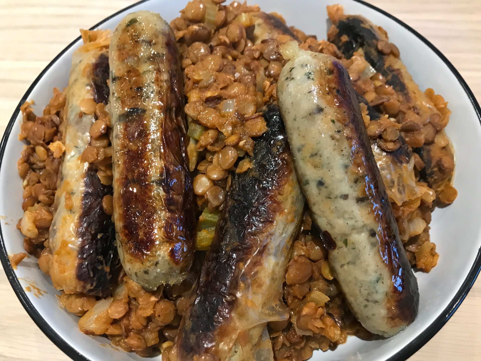 Toulouse sausage and lentil stew