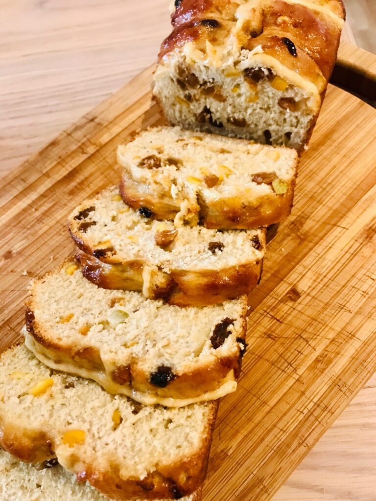 vegan hot cross bun loaf