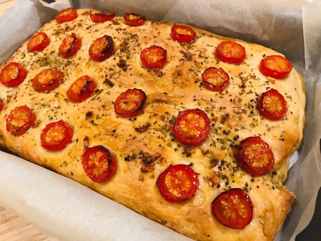 Vegan Sicilian tomato focaccia