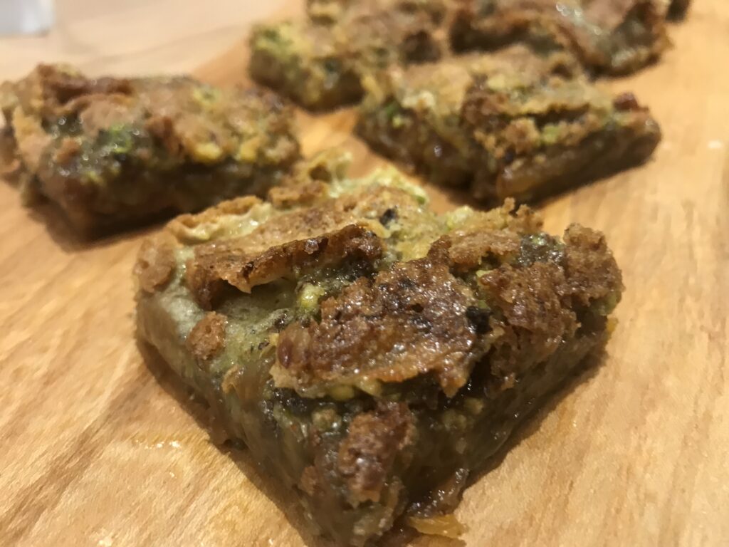 vegan Italian pistachio and apricot blondies