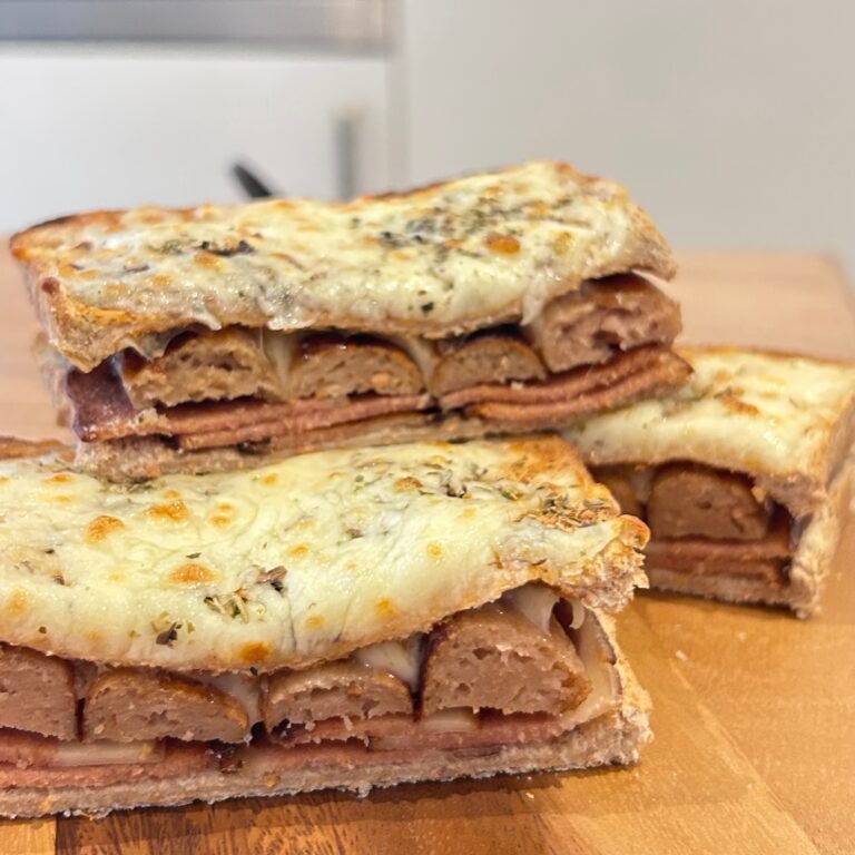 Vegetarian pigs in blankets toastie recipe