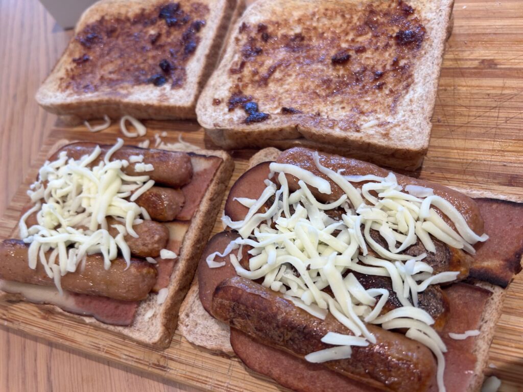 Vegetarian pigs in blankets toastie recipe 