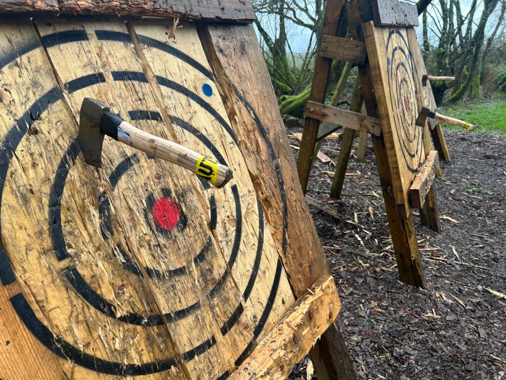 Axe throwing - The Mole Resort, Devon - a cosy family winter stay