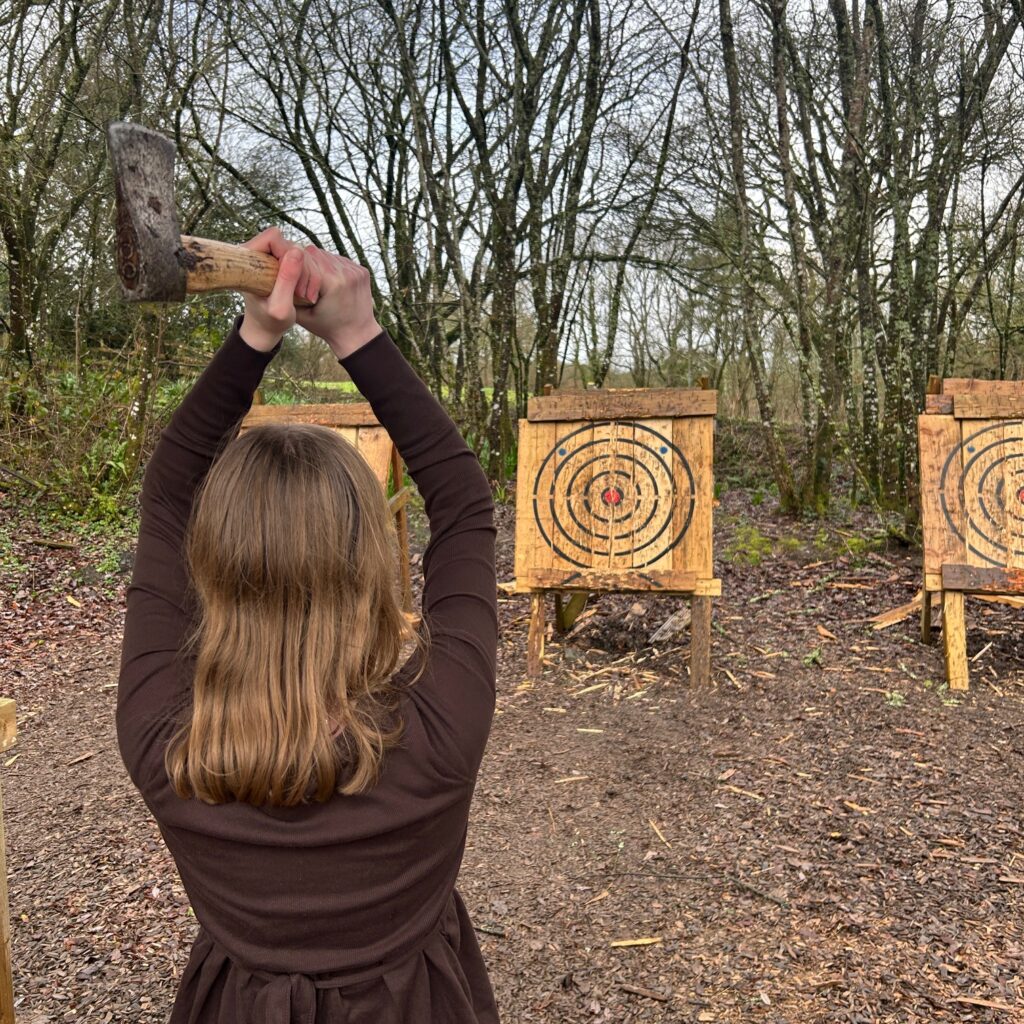 Axe throwing - The Mole Resort, Devon - a cosy family winter stay